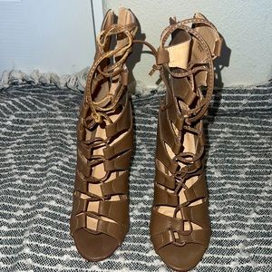 Size 7 Brown strapped heels